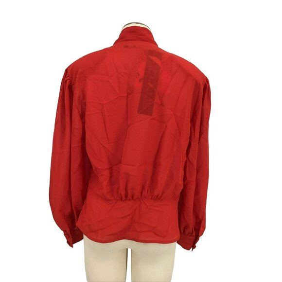 Impressions of California Sheer Red Blouse Half Button #018 - Picture 2 of 8
